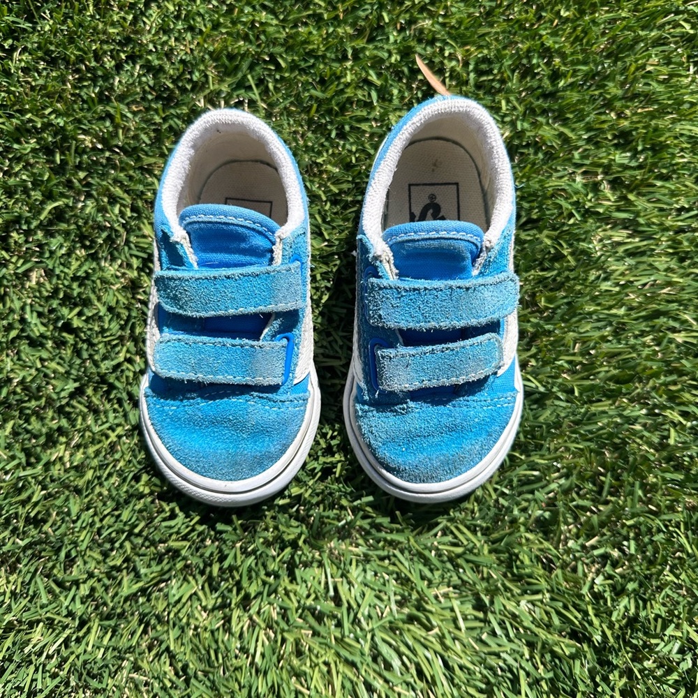 Toddler Neon Blue Vans Old School V Shoe